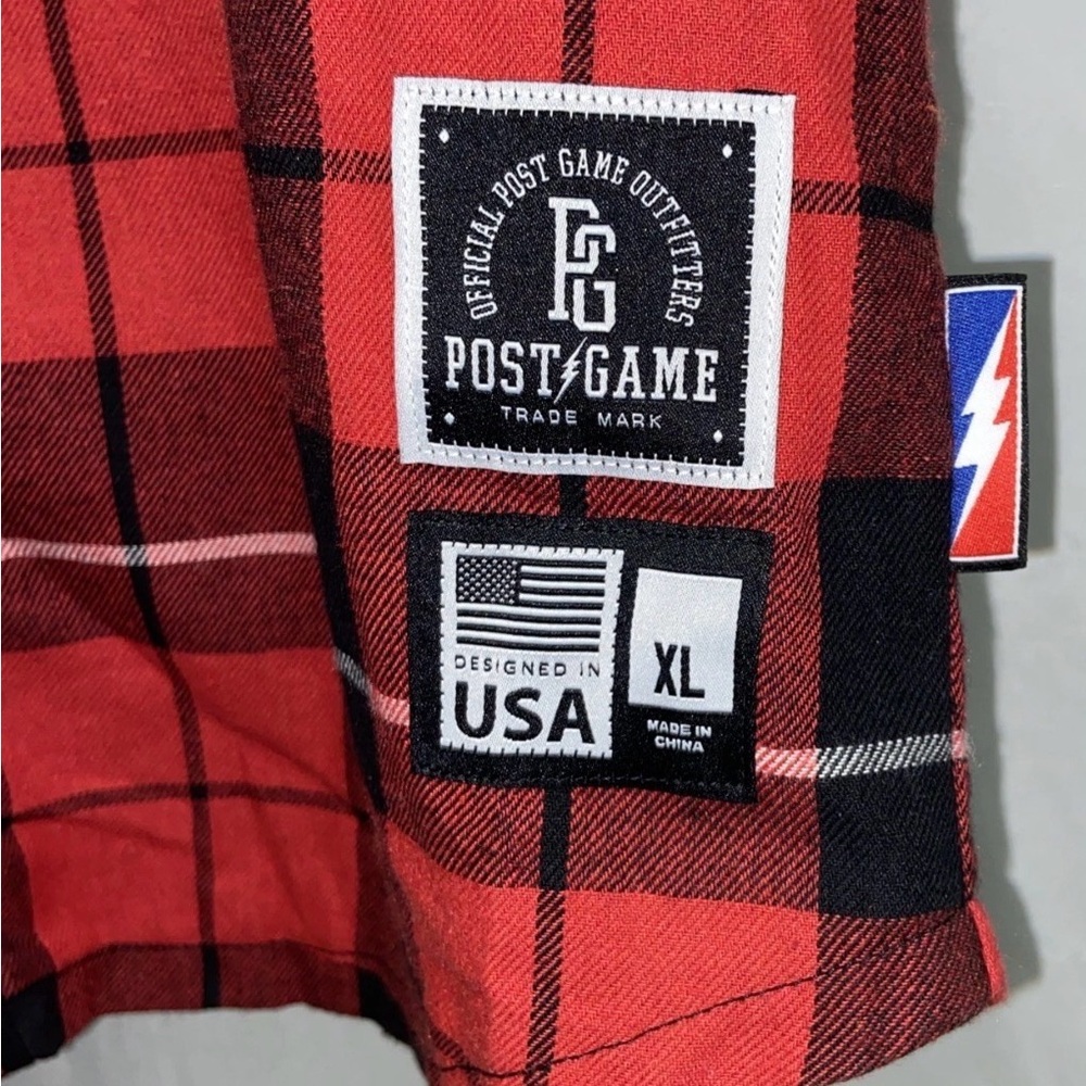 90’s Post Game GOAT button Down Flannel baseball jersey Short Sleeve Shirt XL - Picture 8 of 9